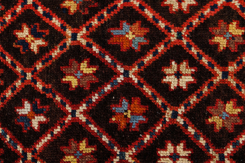 4x7 Brown and Ivory Kazak Tribal Rug