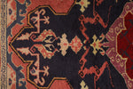 4x4 Navy and Red Anatolian Tribal Rug