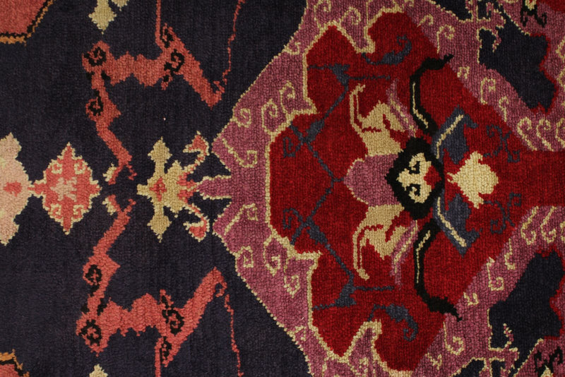 4x4 Navy and Red Anatolian Tribal Rug