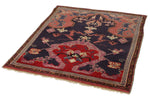 4x4 Navy and Red Anatolian Tribal Rug