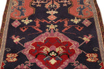 4x4 Navy and Red Anatolian Tribal Rug