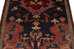 4x4 Navy and Red Anatolian Tribal Rug