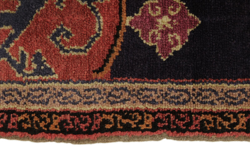 4x4 Navy and Red Anatolian Tribal Rug