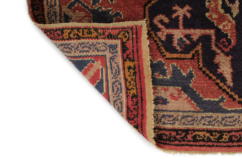 4x4 Navy and Red Anatolian Tribal Rug