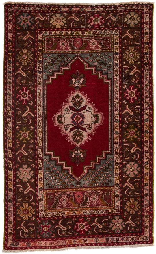 4x6 Red and Brown Turkish Tribal Rug
