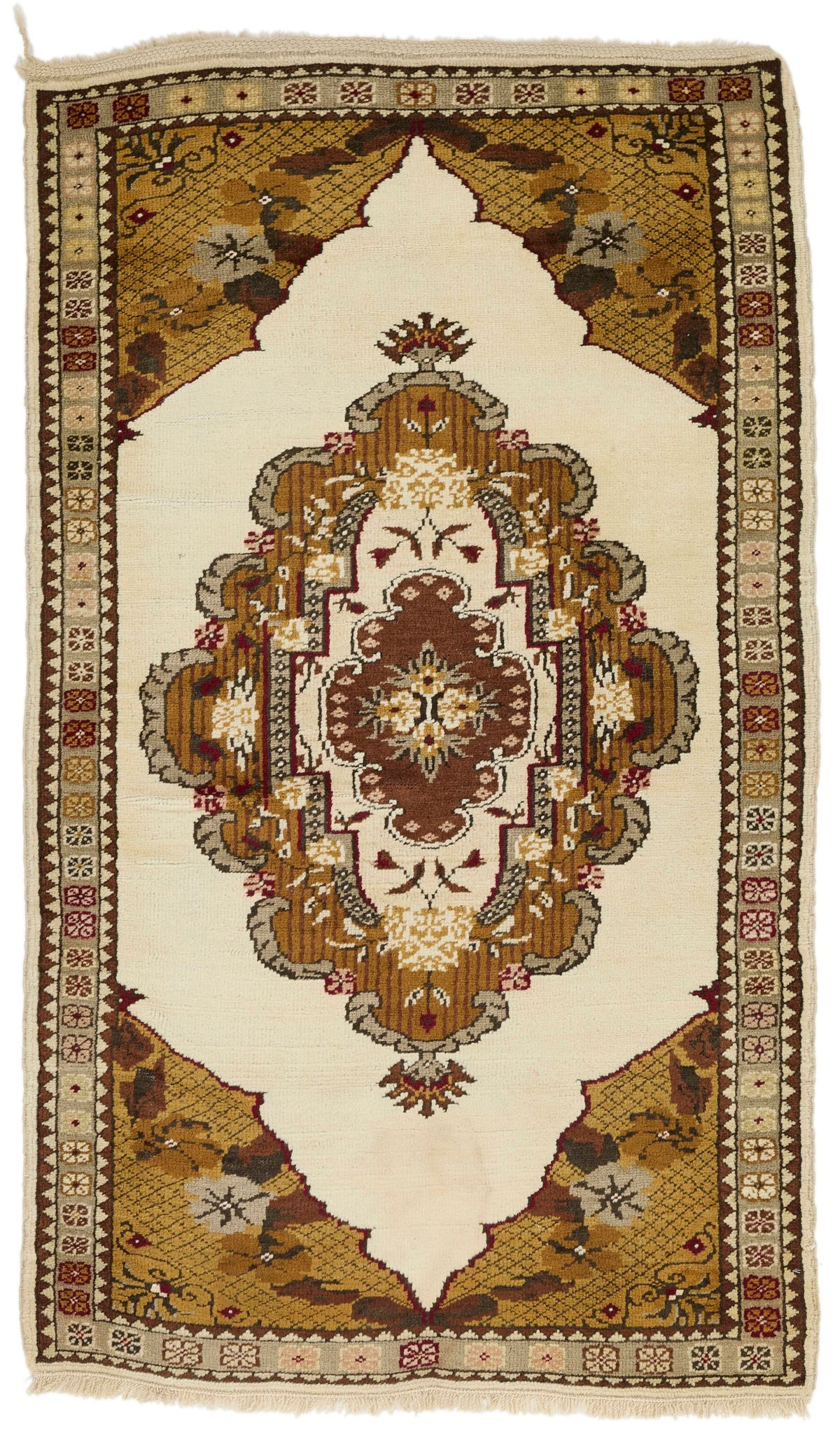 3x5 Brown and Beige Turkish Milas Rug