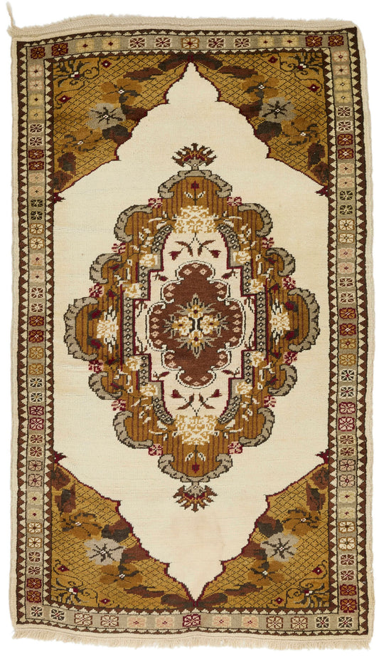 3x5 Brown and Beige Turkish Milas Rug