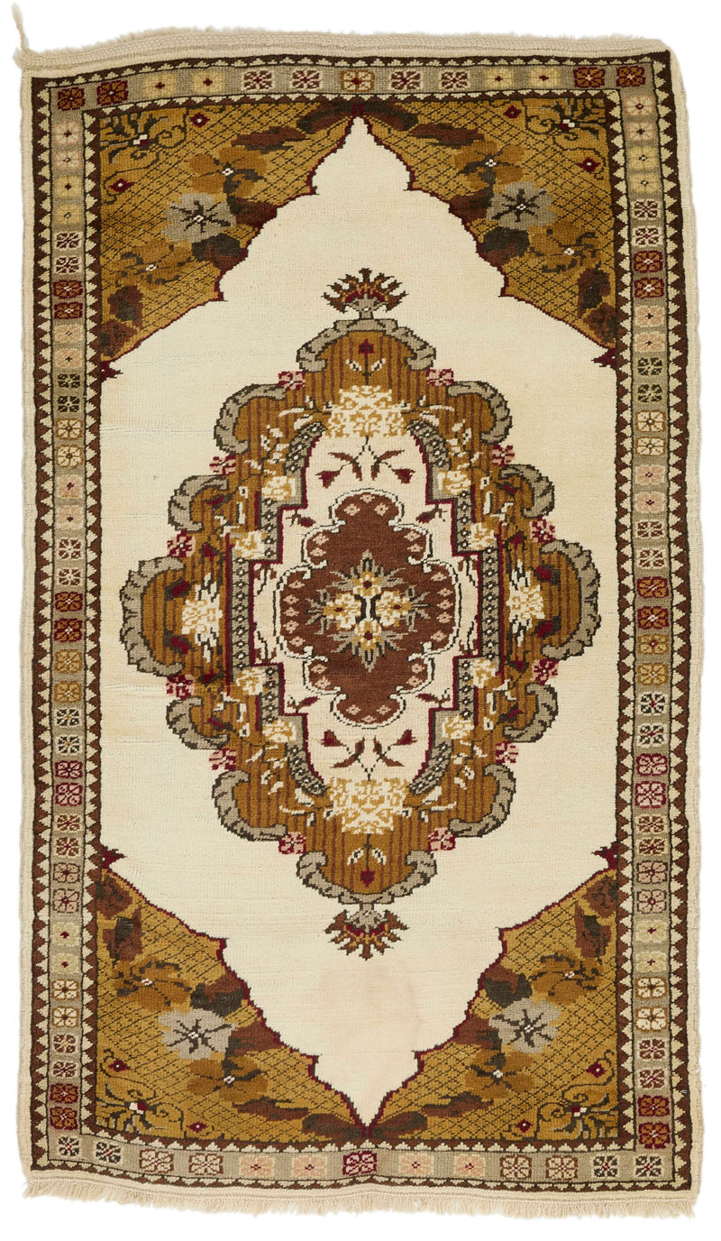 3x5 Brown and Beige Turkish Milas Rug