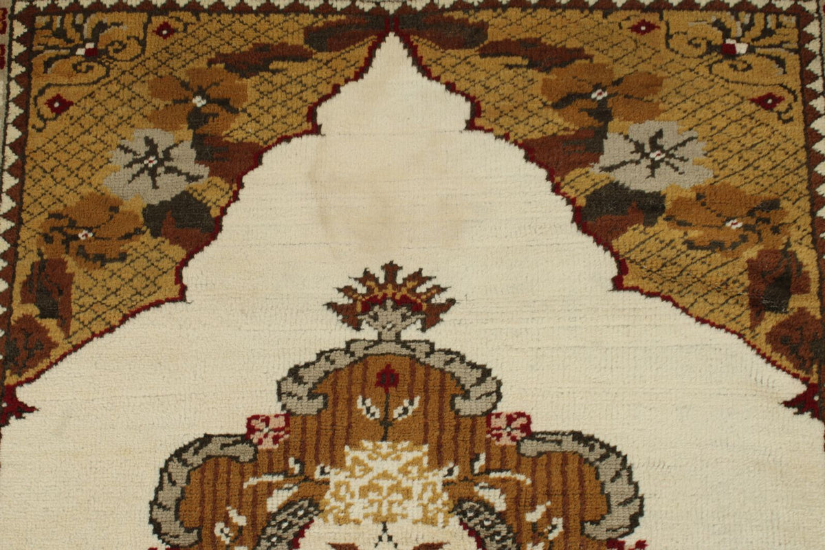 3x5 Brown and Beige Turkish Milas Rug