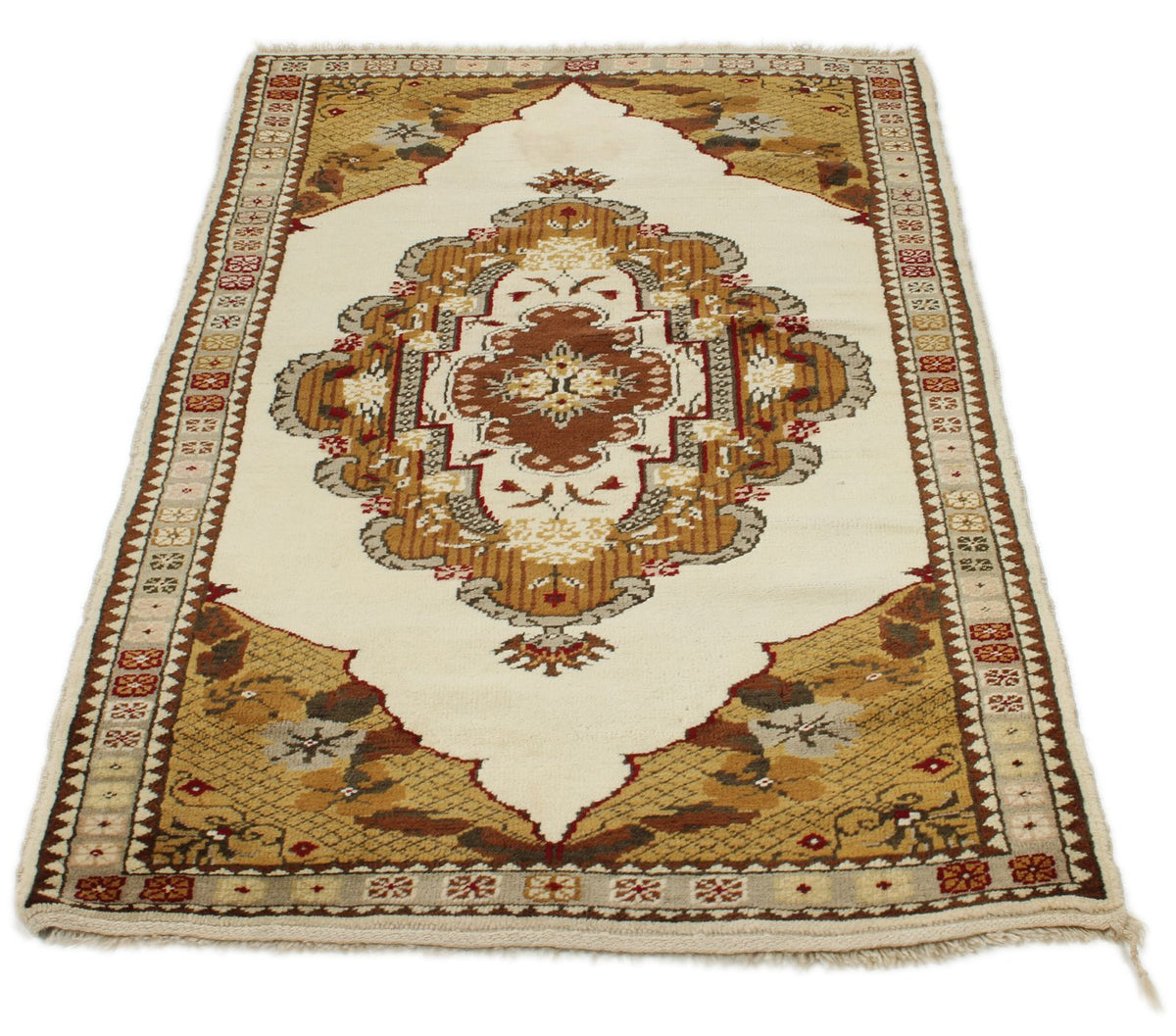 3x5 Brown and Beige Turkish Milas Rug