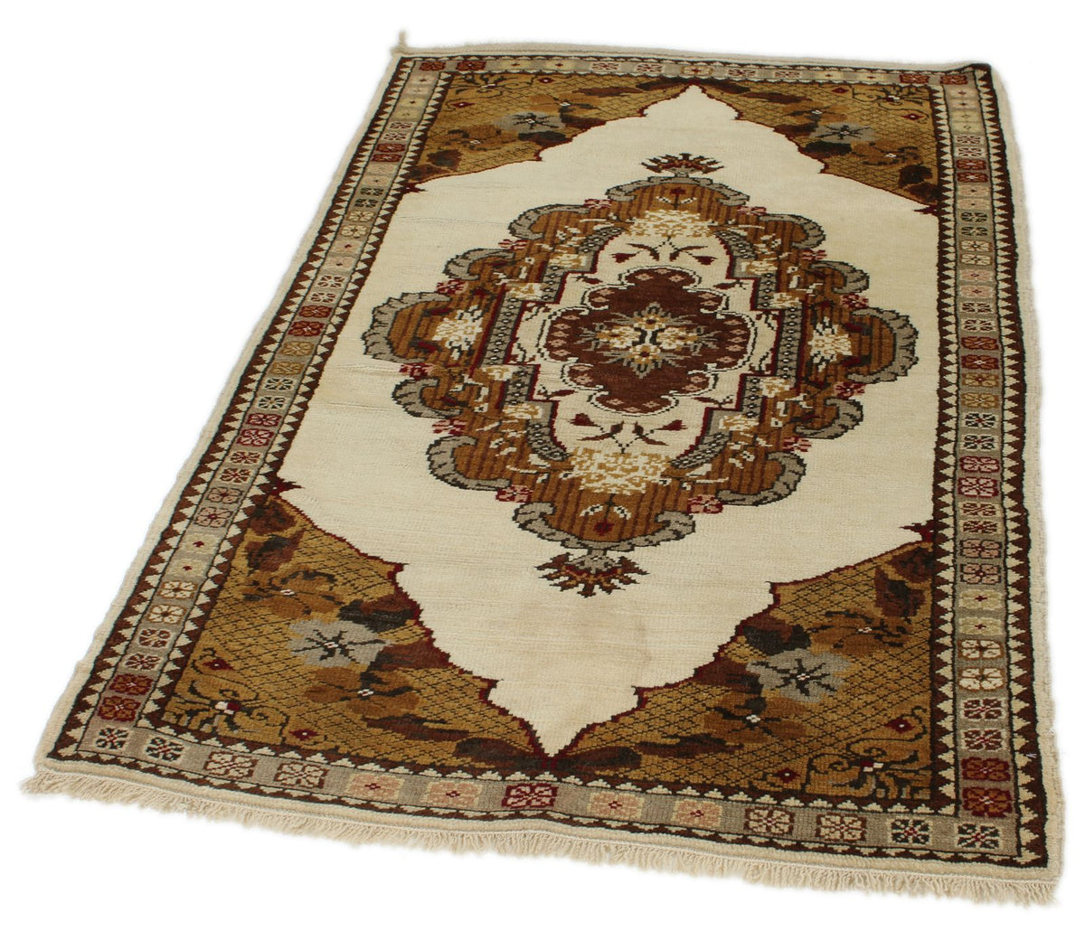 3x5 Brown and Beige Turkish Milas Rug