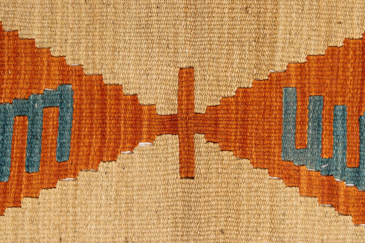 2x3 Orange and Green Turkish Tribal Rug