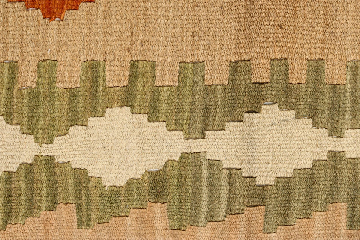 2x3 Orange and Green Turkish Tribal Rug