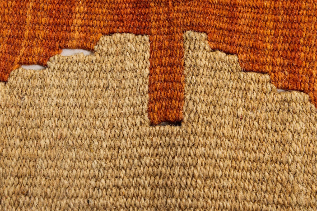 2x3 Orange and Green Turkish Tribal Rug
