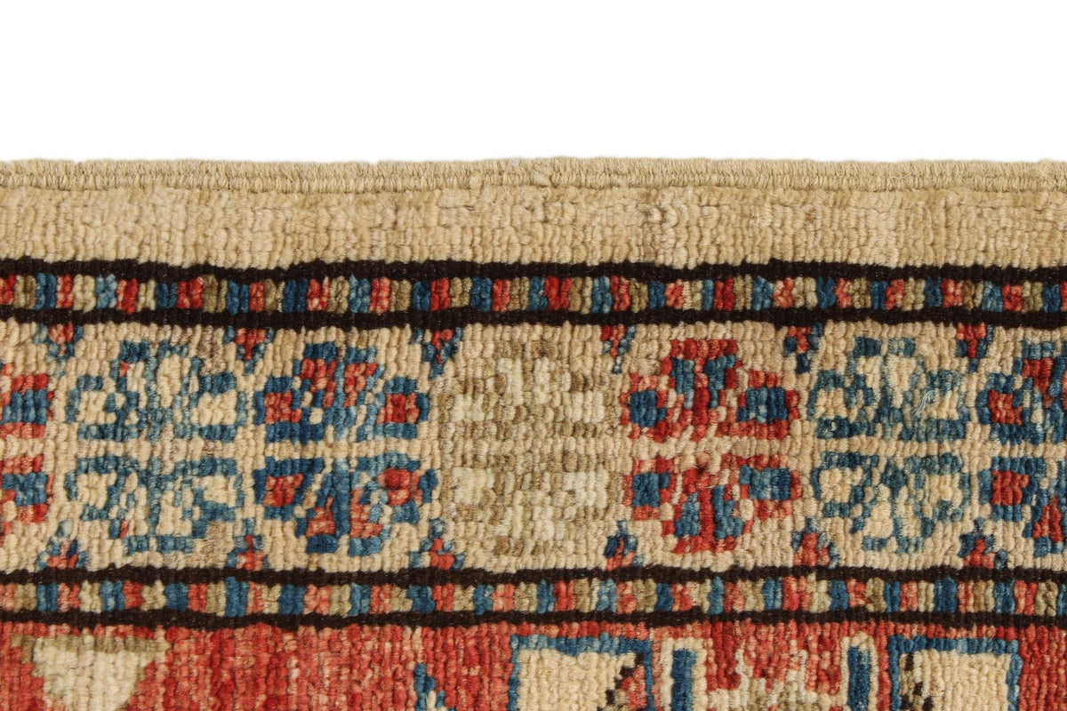 5x6 Beige and Red Kazak Tribal Rug