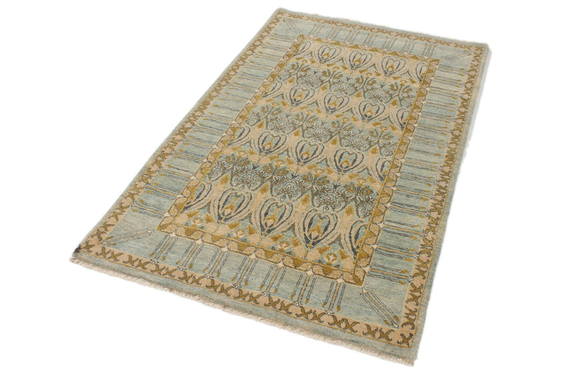 3x5 Multicolor and Blue Turkish Oushak Rug