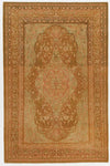 6x9 Green and Brown Turkish Traditional Rug