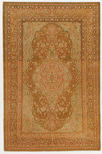 6x9 Green and Brown Turkish Traditional Rug