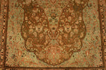 6x9 Green and Brown Turkish Traditional Rug