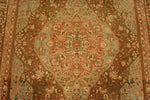 6x9 Green and Brown Turkish Traditional Rug