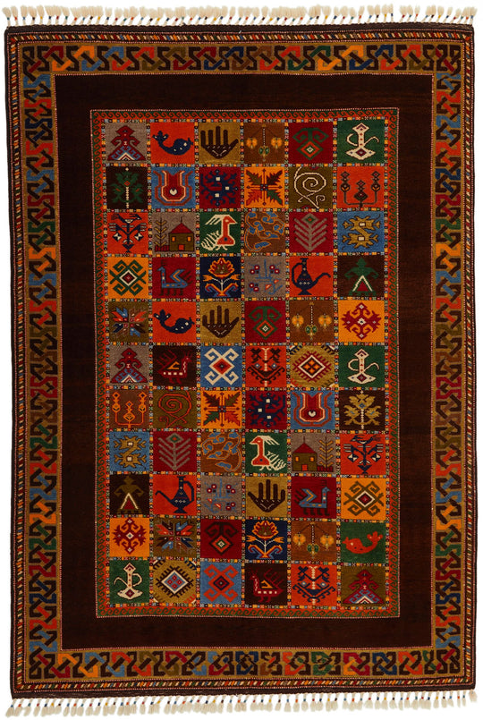 6x9 Multicolor Turkish Tribal Rug
