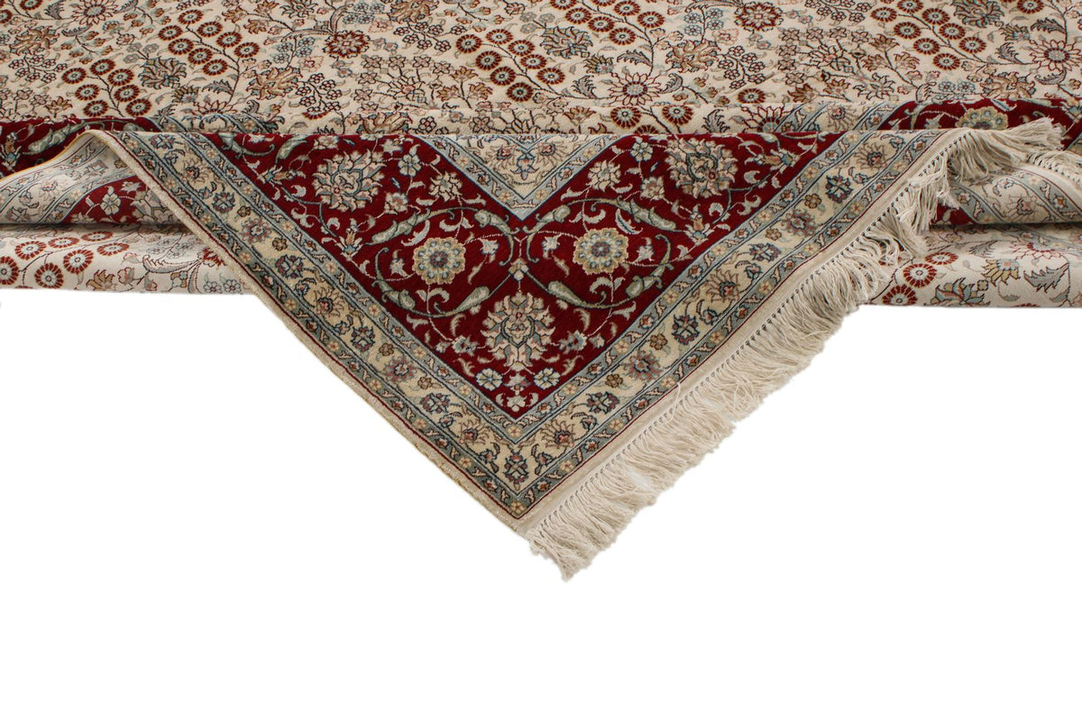 8x10 Ivory and Red Turkish Silk Rug