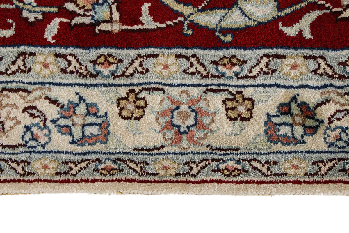 8x10 Ivory and Red Turkish Silk Rug
