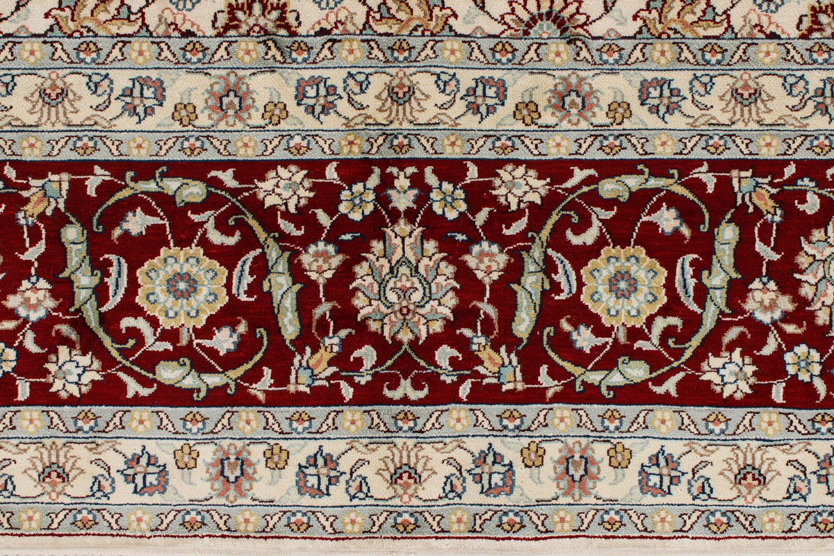 8x10 Ivory and Red Turkish Silk Rug