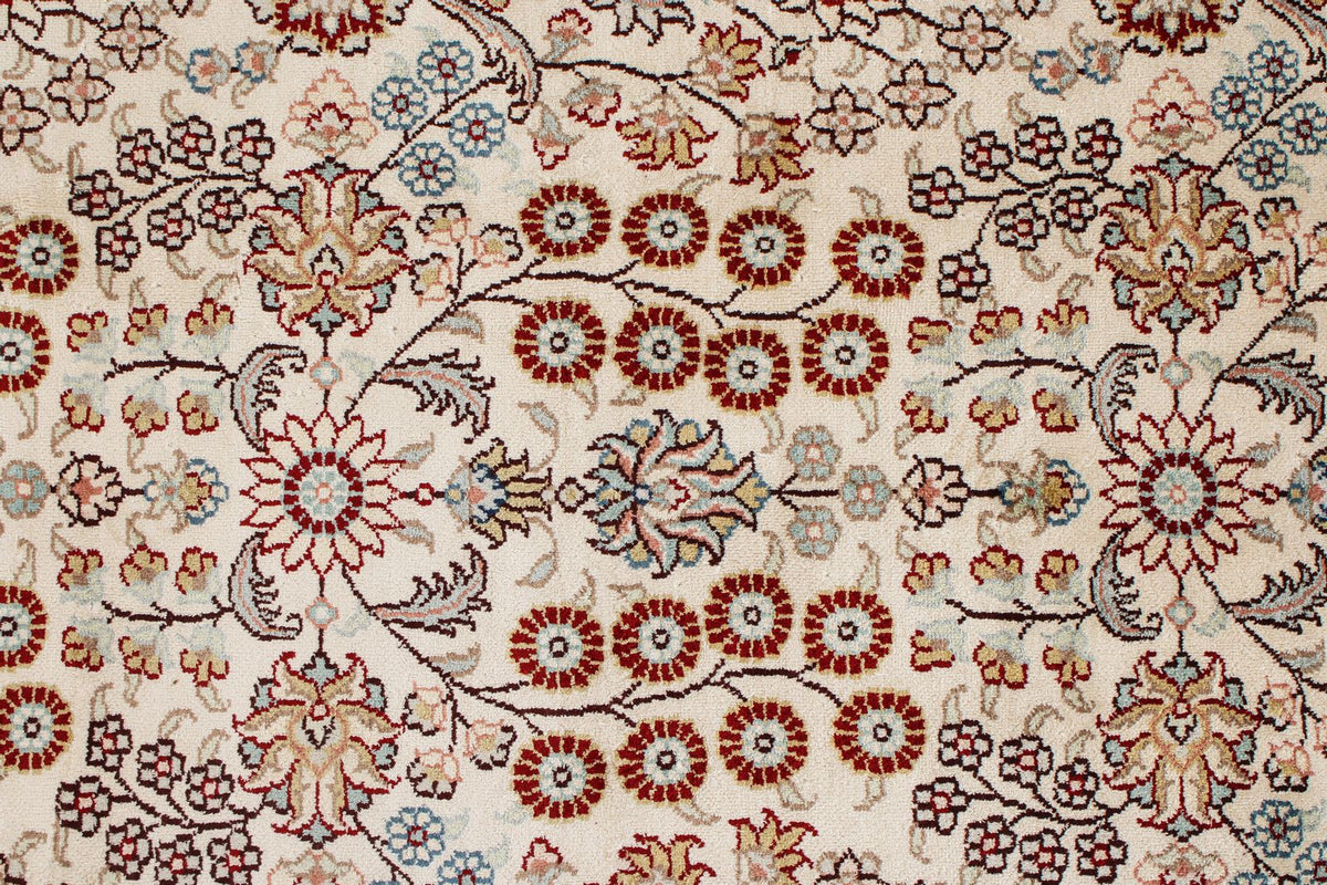 8x10 Ivory and Red Turkish Silk Rug