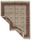 8x10 Ivory and Red Turkish Silk Rug
