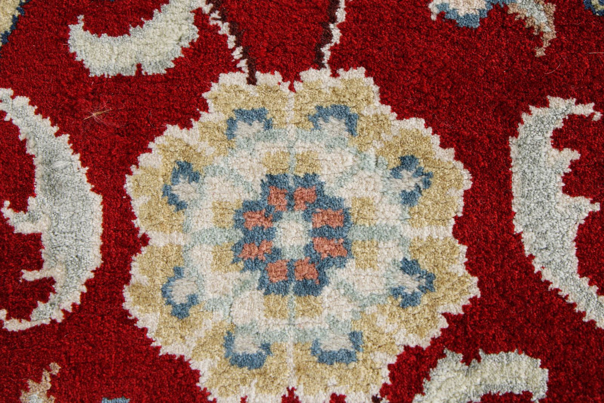 8x10 Ivory and Red Turkish Silk Rug
