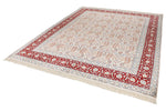 8x10 Ivory and Red Turkish Silk Rug