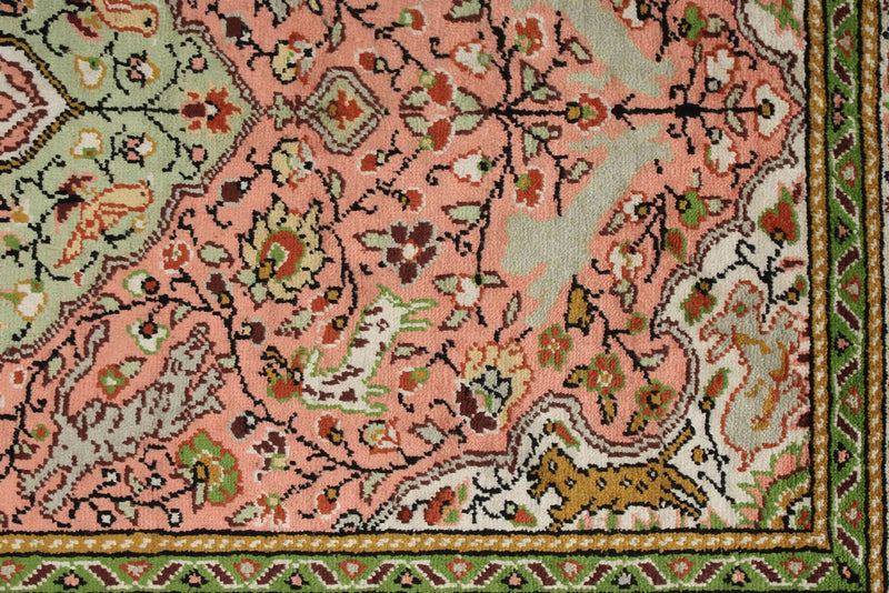 3x5 Pink and Ivory Turkish Traditional Rug