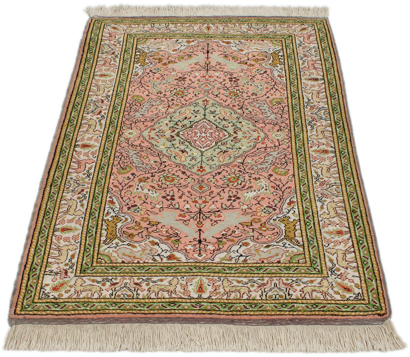 3x5 Pink and Ivory Turkish Traditional Rug