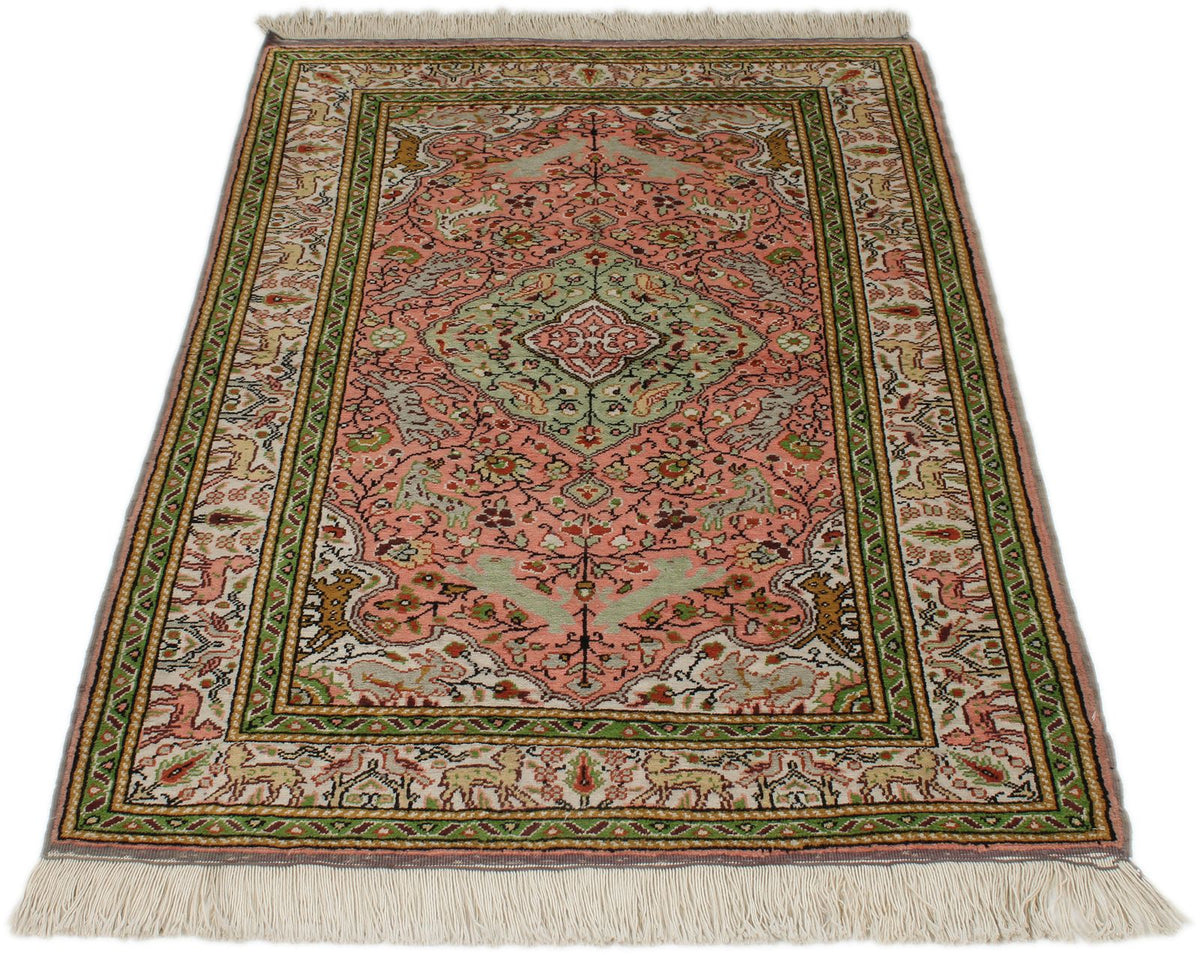 3x5 Pink and Ivory Turkish Traditional Rug
