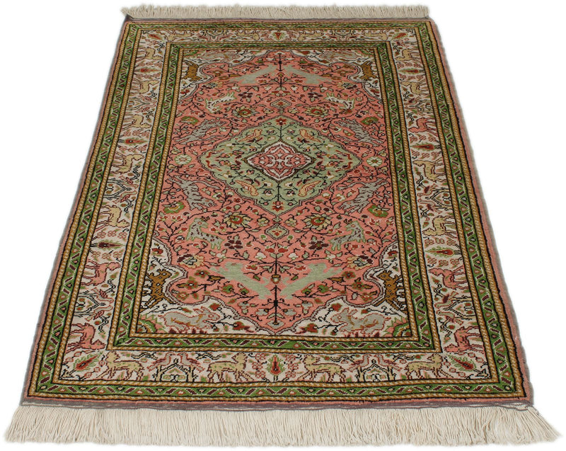 3x5 Pink and Ivory Turkish Traditional Rug