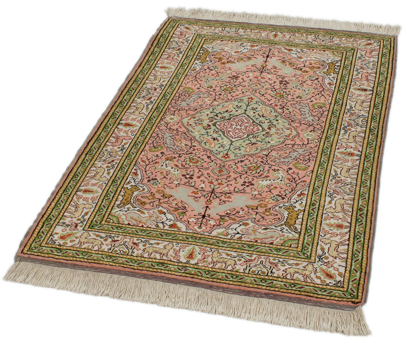 3x5 Pink and Ivory Turkish Traditional Rug