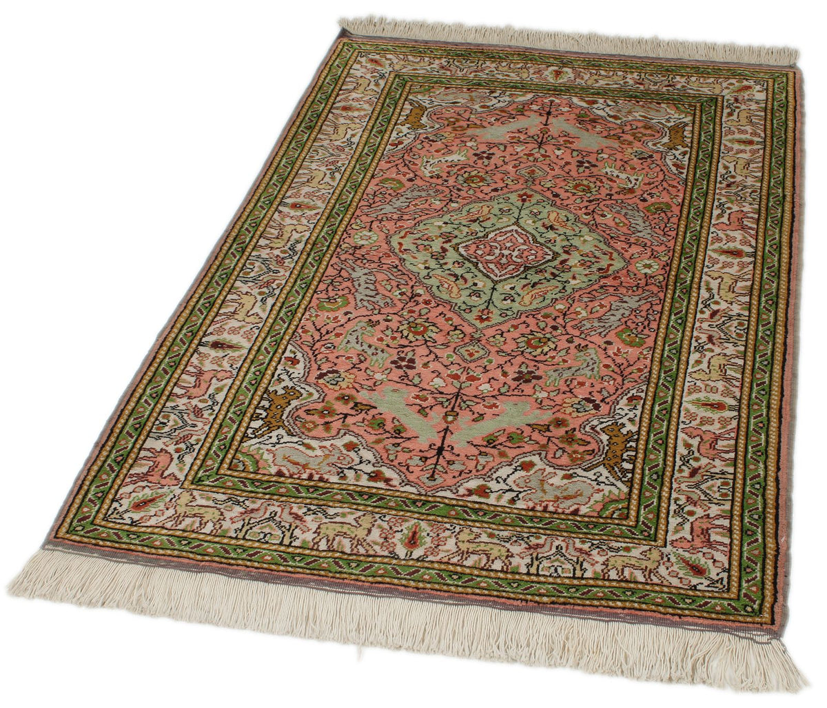 3x5 Pink and Ivory Turkish Traditional Rug