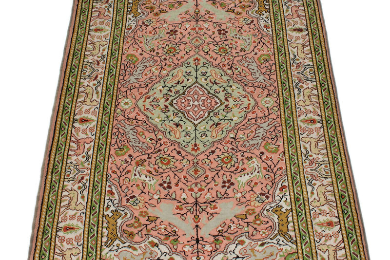 3x5 Pink and Ivory Turkish Traditional Rug
