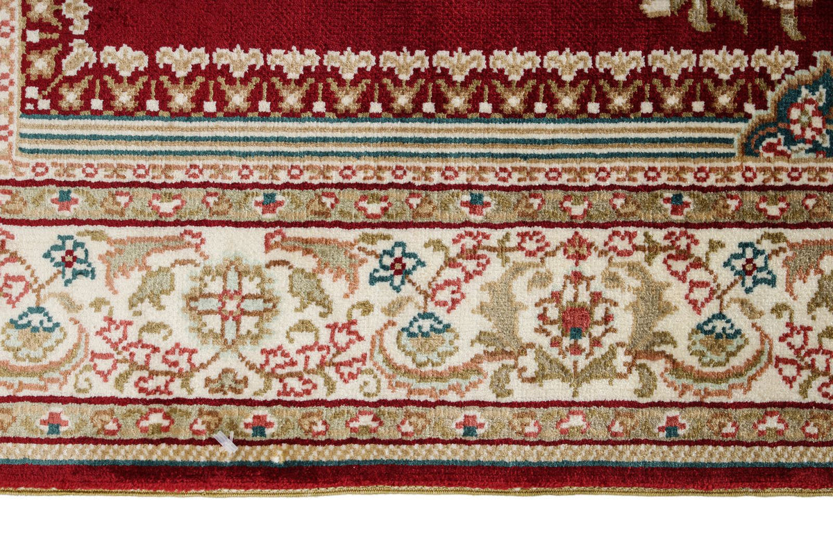 2x3 Red and Ivory Turkish Silk Rug