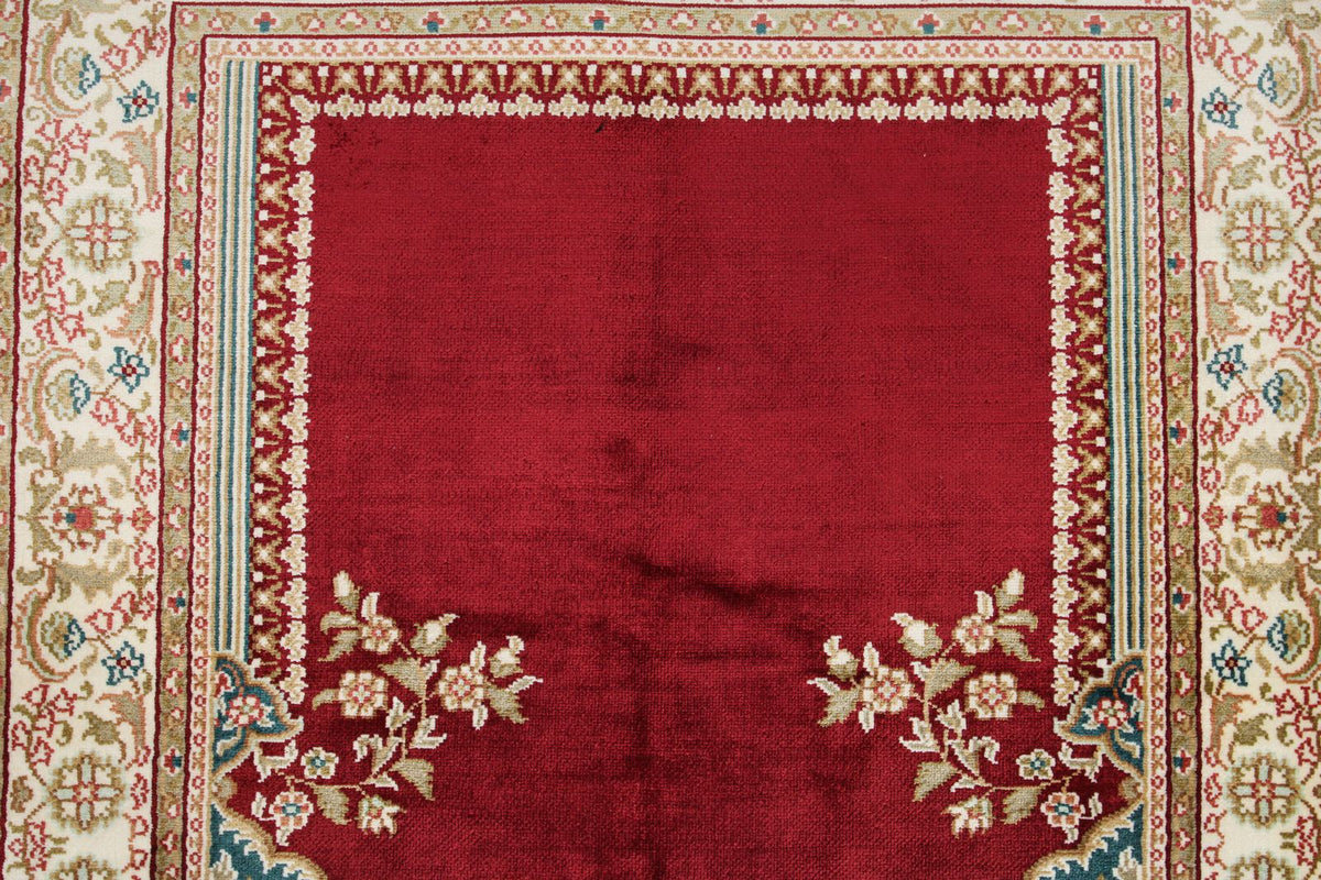 2x3 Red and Ivory Turkish Silk Rug