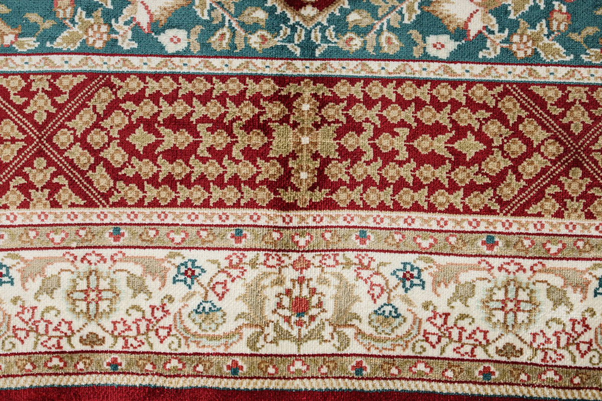 2x3 Red and Ivory Turkish Silk Rug