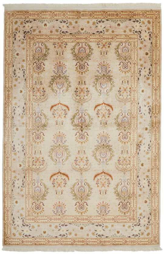 4x6 Beige Turkish Silk Rug