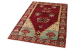 3x6 Red and Beige Turkish Tribal Runner