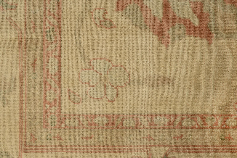 10x13 Ivory and Pink Turkish Traditional Rug