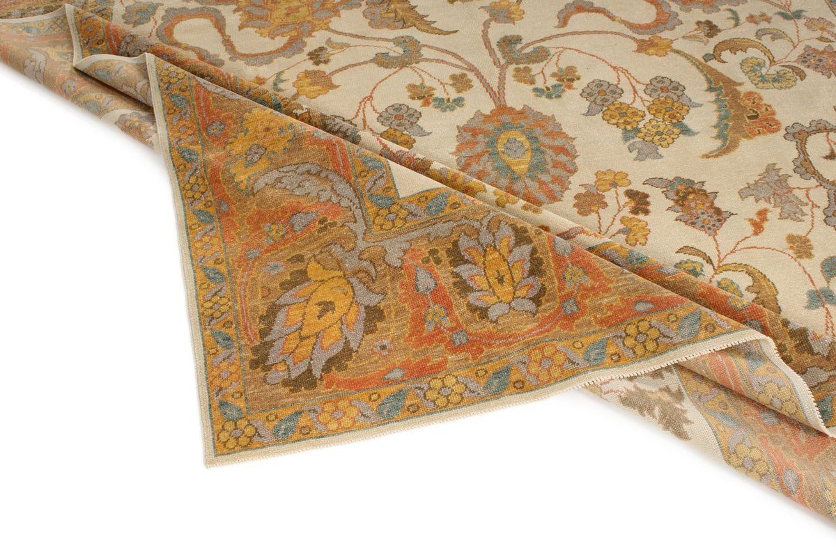 8x11 Beige and Light Rust Turkish Oushak Rug