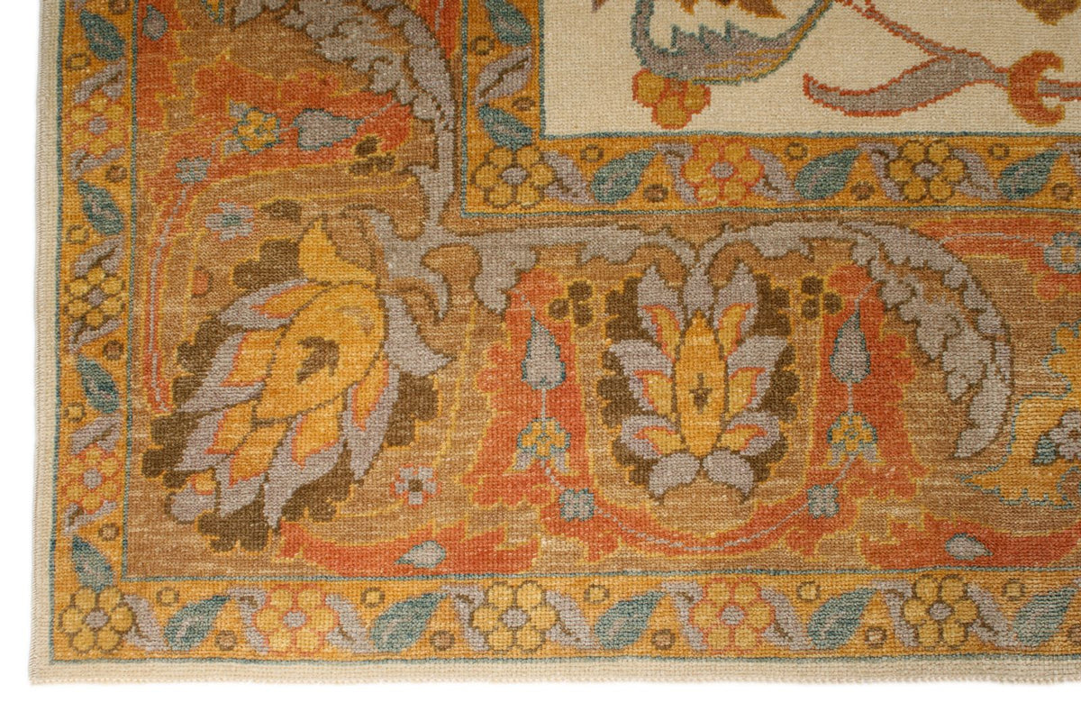 8x11 Beige and Light Rust Turkish Oushak Rug