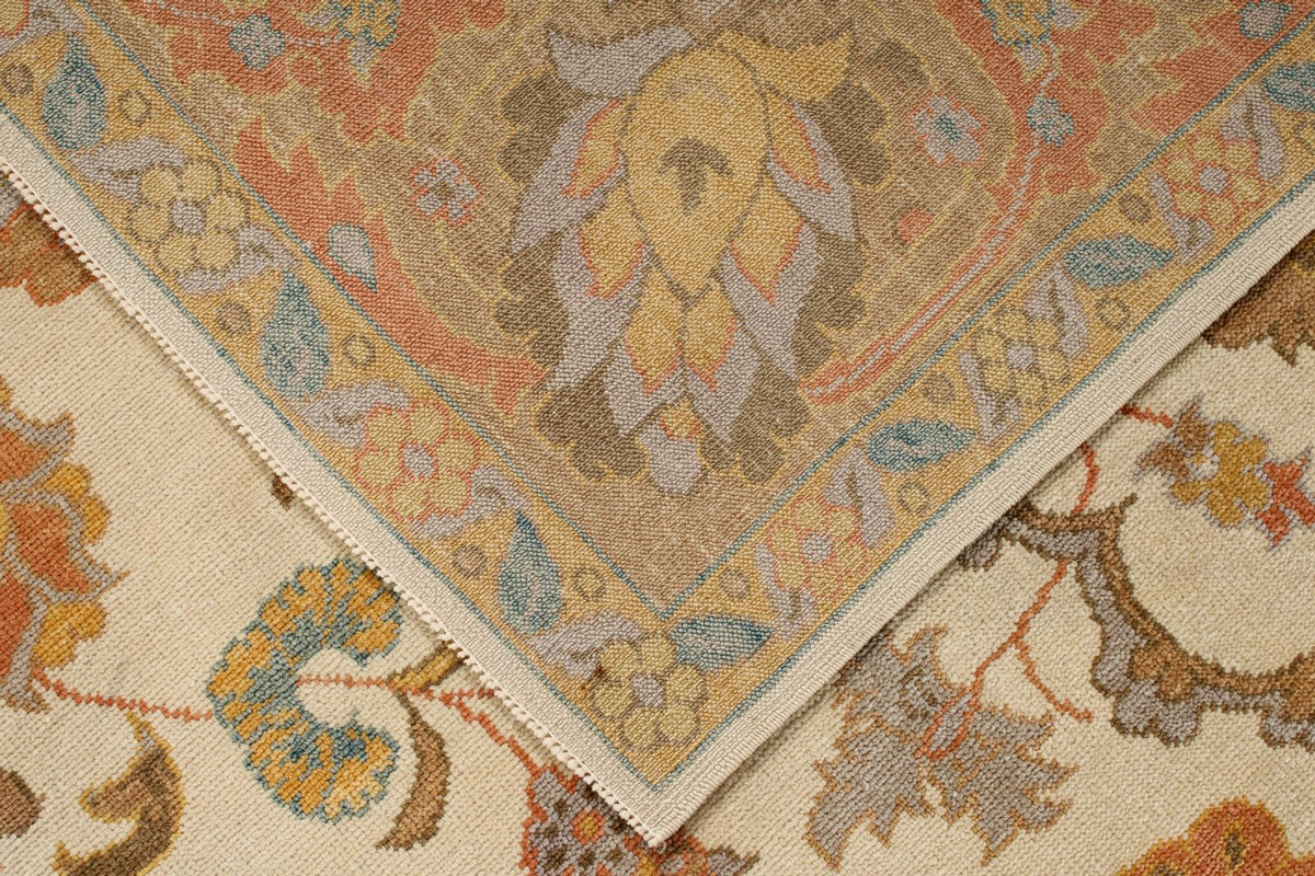 8x11 Beige and Light Rust Turkish Oushak Rug