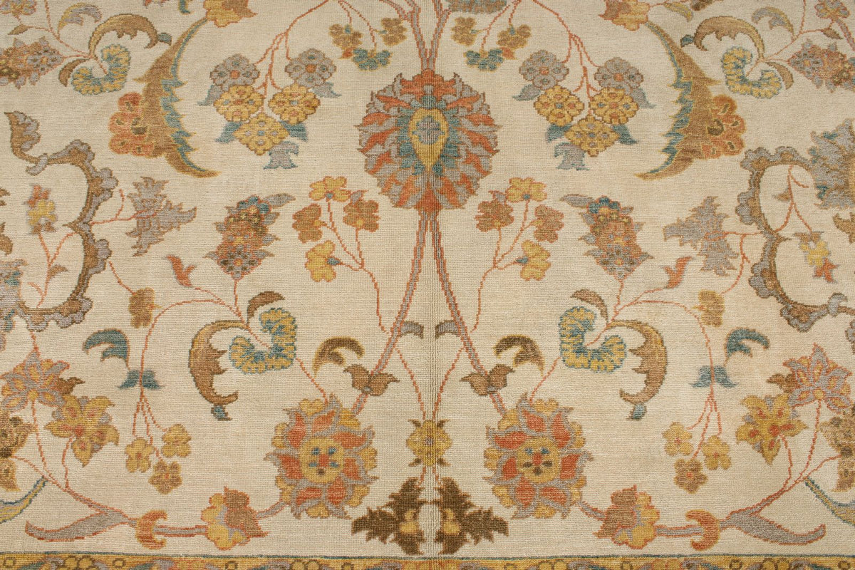 8x11 Beige and Light Rust Turkish Oushak Rug