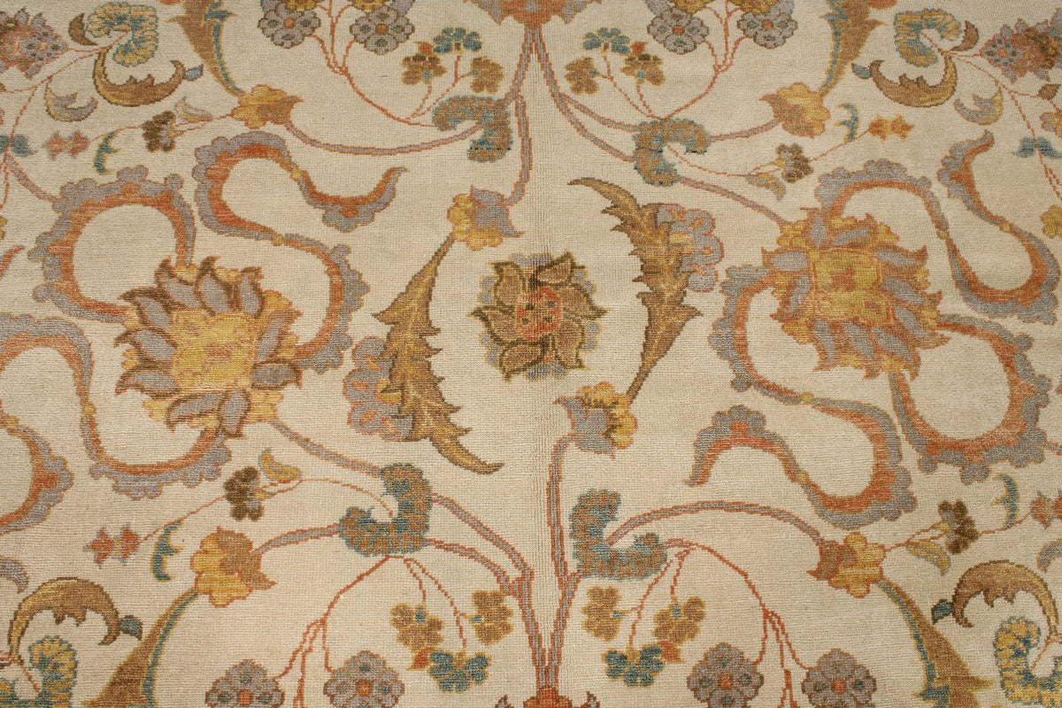 8x11 Beige and Light Rust Turkish Oushak Rug
